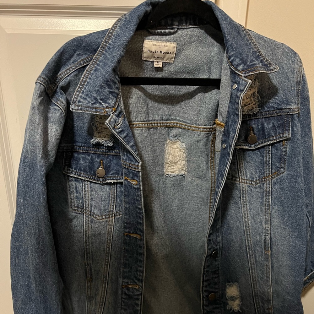 Distressed jean jacket